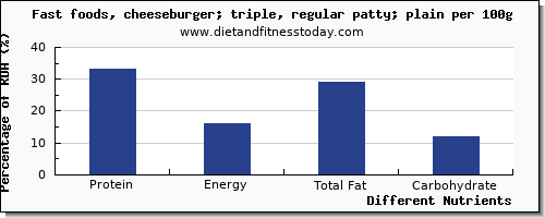 chart to show highest protein in a cheeseburger per 100g